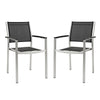 Shore Outdoor Patio Aluminum Dining Chair Set of 2 by Modway| Silver Black