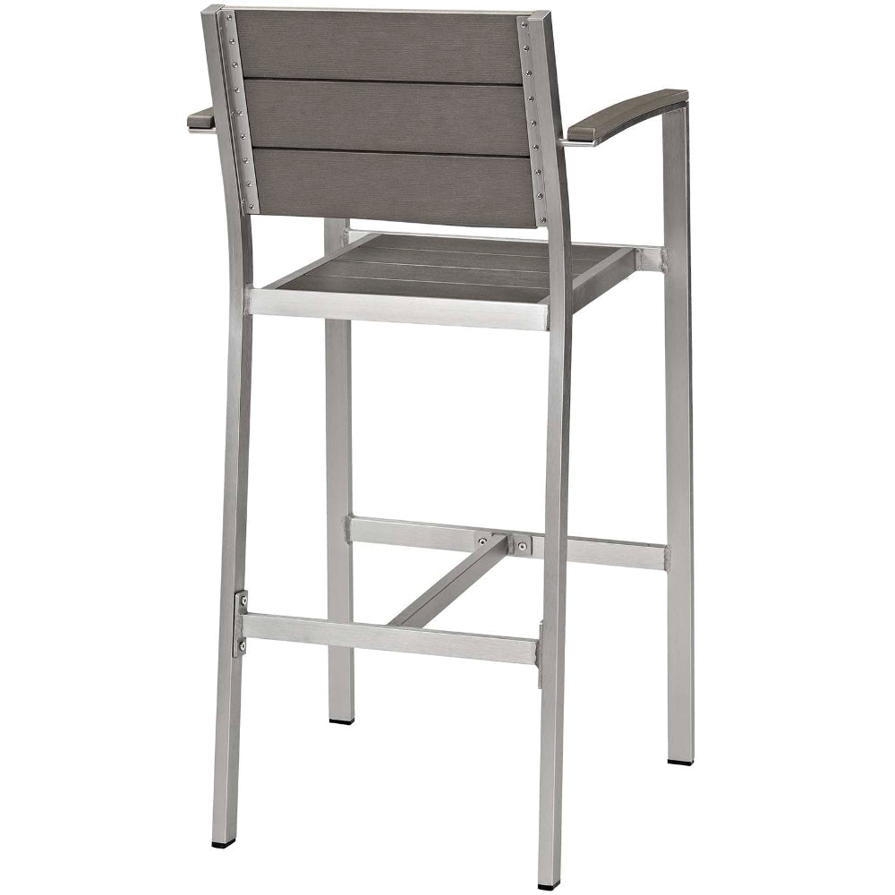 Modway Shore 5-Piece Aluminum Outdoor Patio Pub Bistro Set with Bar Stools in Silver Gray MDY-EEI-2588-SLV-GRY-SET