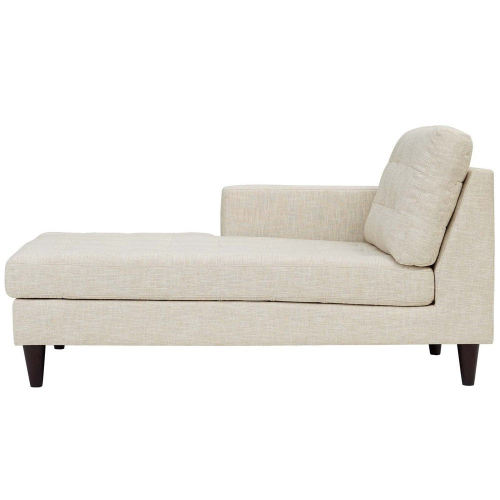 Modway Empress Mid-Century Modern Upholstered Fabric Left-Arm Chaise Lounge In Beige MDY-EEI-2596-BEI