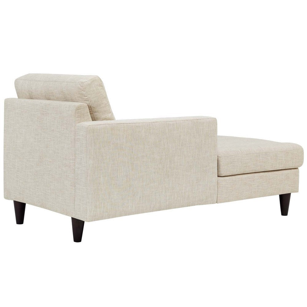 Modway Empress Mid-Century Modern Upholstered Fabric Left-Arm Chaise Lounge In Beige MDY-EEI-2596-BEI