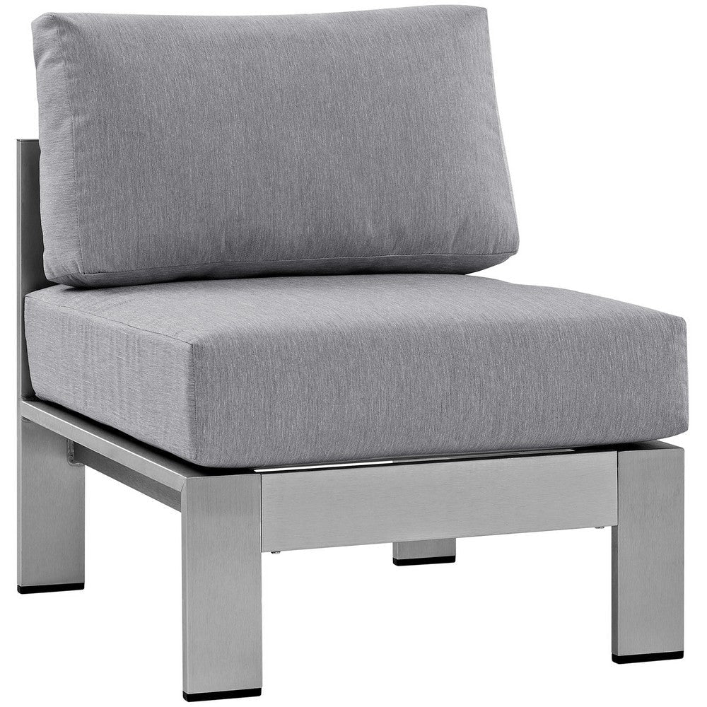 Shore 3 Piece Outdoor Patio Aluminum Sectional Sofa Set Silver Gray - No Shipping Charges MDY-EEI-2598-SLV-GRY