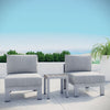 Shore 3 Piece Outdoor Patio Aluminum Sectional Sofa Set , Silver Gray  - No Shipping Charges