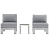 Shore 3 Piece Outdoor Patio Aluminum Sectional Sofa Set Silver Gray - No Shipping Charges MDY-EEI-2598-SLV-GRY