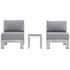 Shore 3 Piece Outdoor Patio Aluminum Sectional Sofa Set , Silver Gray  - No Shipping Charges