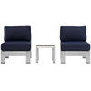 Shore 3 Piece Outdoor Patio Aluminum Sectional Sofa Set , Silver Navy  - No Shipping Charges