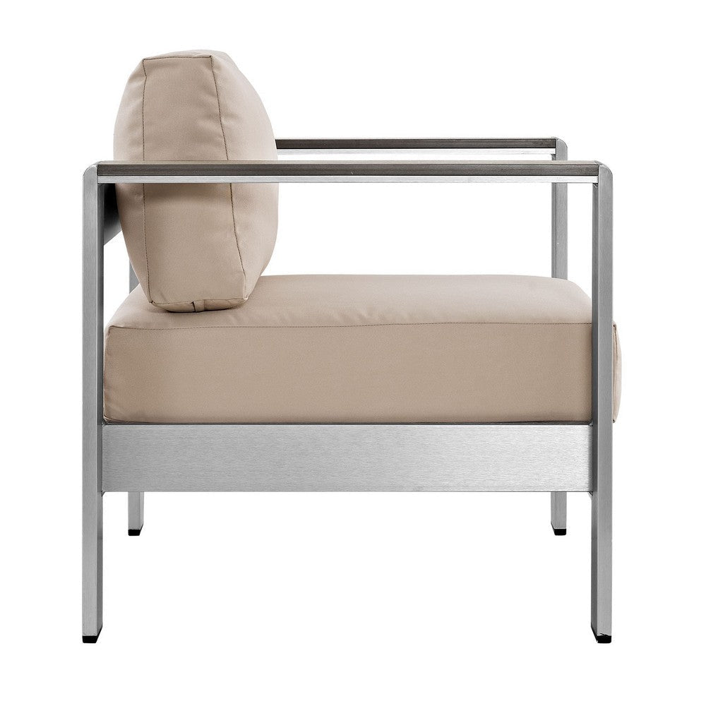 Shore 3 Piece Outdoor Patio Aluminum Sectional Sofa Set Silver Beige - No Shipping Charges MDY-EEI-2599-SLV-BEI