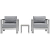 Shore 3 Piece Outdoor Patio Aluminum Sectional Sofa Set, Silver Gray - No Shipping Charges