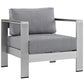 Shore 3 Piece Outdoor Patio Aluminum Sectional Sofa Set, Silver Gray - No Shipping Charges