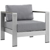 Shore 3 Piece Outdoor Patio Aluminum Sectional Sofa Set Silver Gray - No Shipping Charges MDY-EEI-2599-SLV-GRY