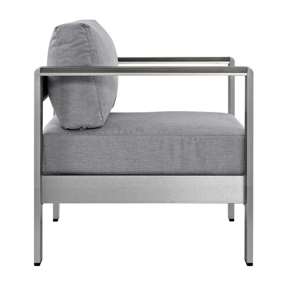 Shore 3 Piece Outdoor Patio Aluminum Sectional Sofa Set Silver Gray - No Shipping Charges MDY-EEI-2599-SLV-GRY