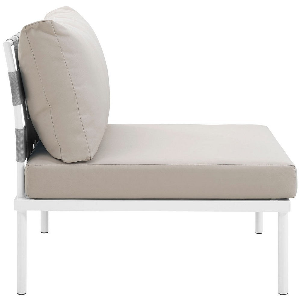 Harmony Armless Outdoor Patio Aluminum Chair by Modway| White Beige