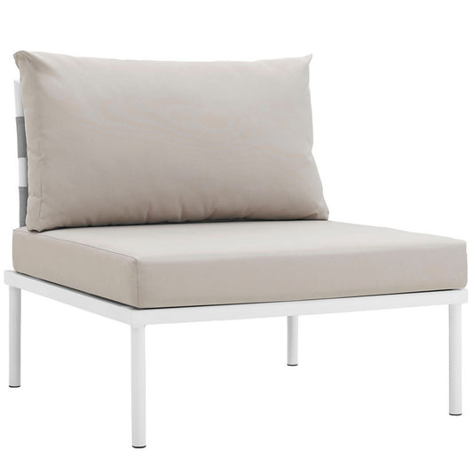 Harmony Armless Outdoor Patio Aluminum Chair by Modway| White Beige