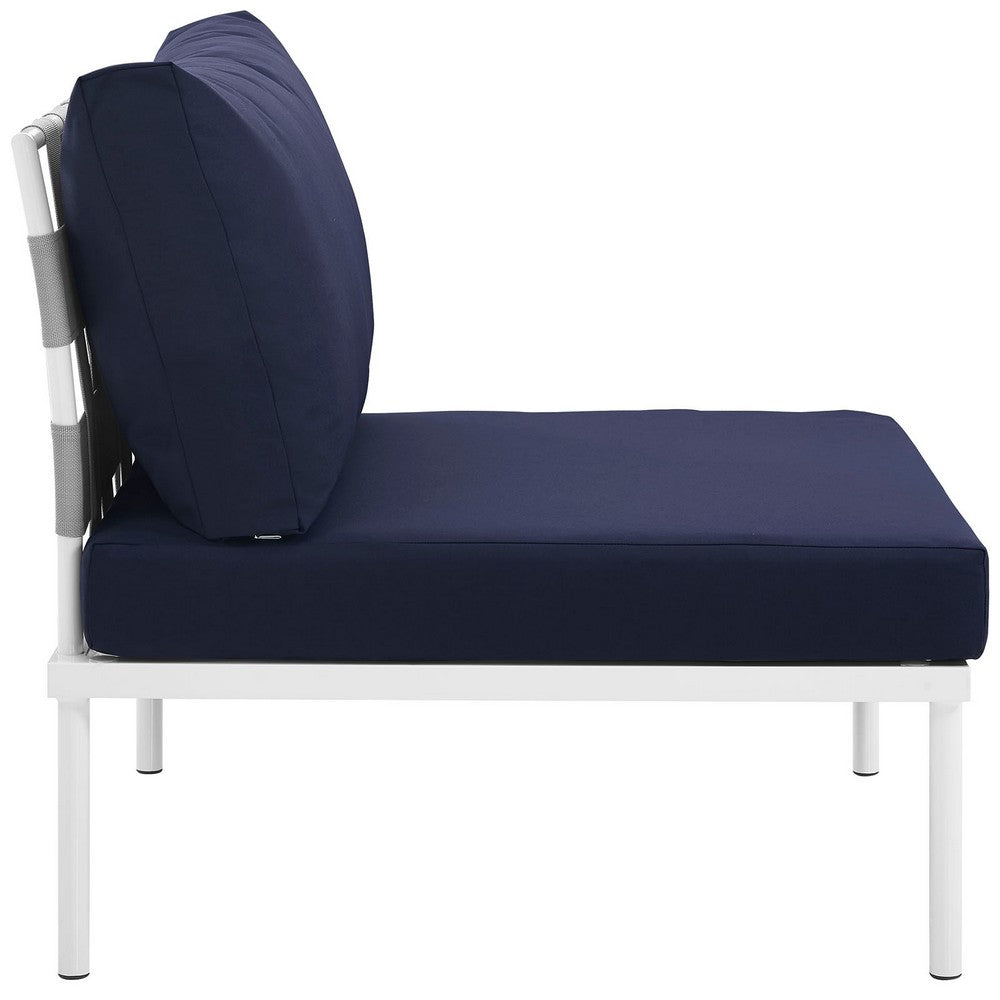 Harmony Armless Outdoor Patio Aluminum Chair by Modway| White Navy