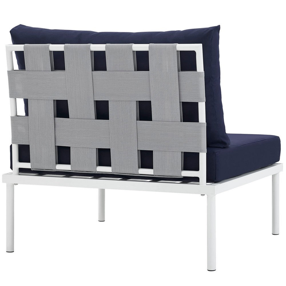 Harmony Armless Outdoor Patio Aluminum Chair by Modway| White Navy