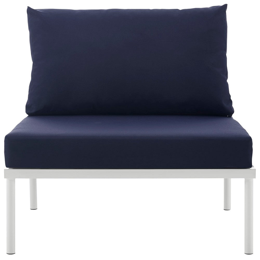 Harmony Armless Outdoor Patio Aluminum Chair by Modway| White Navy