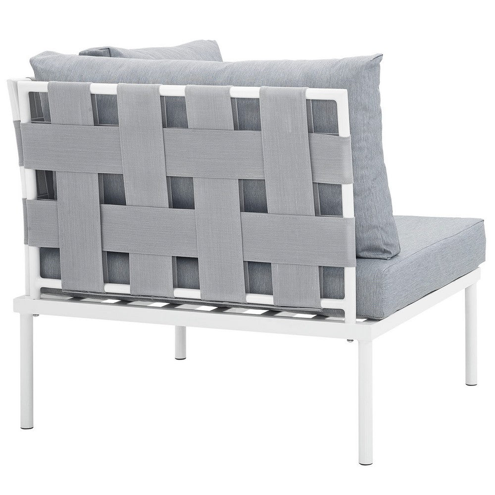 Harmony Outdoor Patio Aluminum Corner Sofa, White Gray - No Shipping Charges