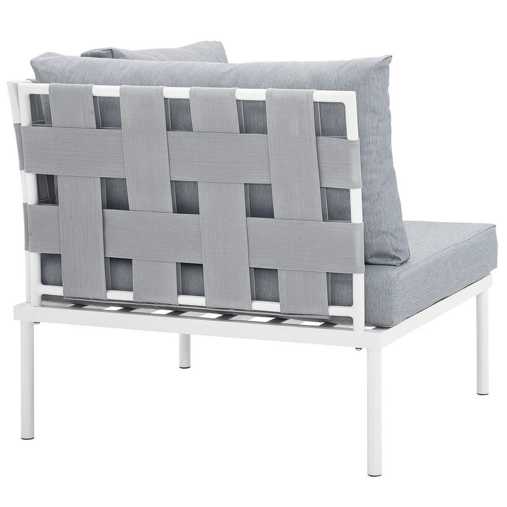 Harmony Outdoor Patio Aluminum Corner Sofa by Modway| White Gray