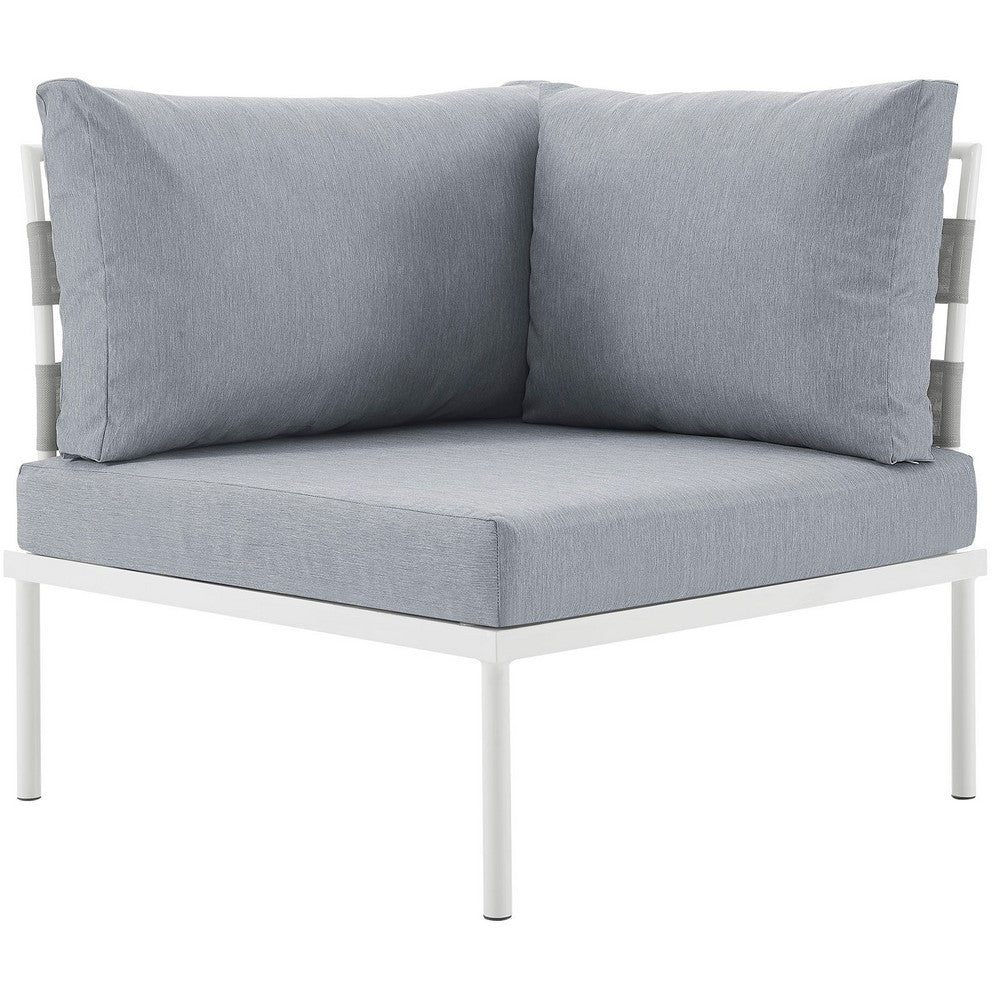 Harmony Outdoor Patio Aluminum Corner Sofa by Modway| White Gray