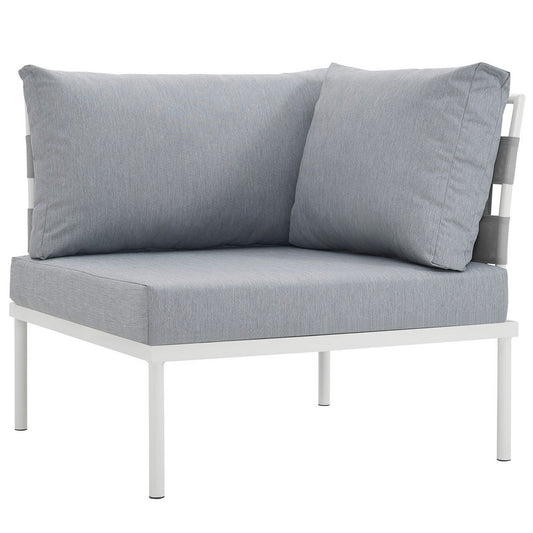 Harmony Outdoor Patio Aluminum Corner Sofa by Modway| White Gray