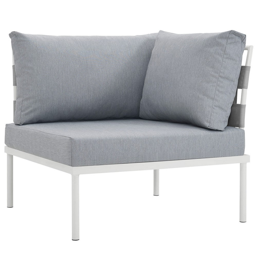 Harmony Outdoor Patio Aluminum Corner Sofa by Modway| White Gray