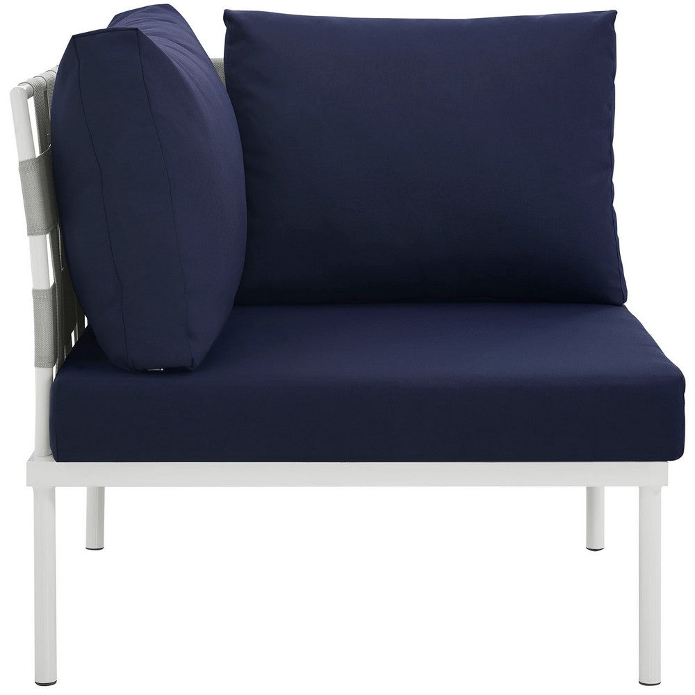 Harmony Outdoor Patio Aluminum Corner Sofa by Modway| White Navy