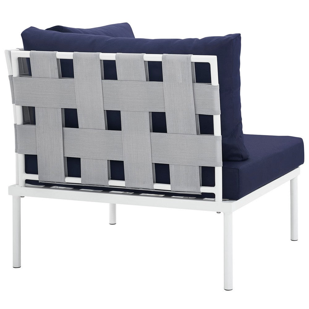 Harmony Outdoor Patio Aluminum Corner Sofa by Modway| White Navy