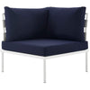 Harmony Outdoor Patio Aluminum Corner Sofa, White Navy - No Shipping Charges