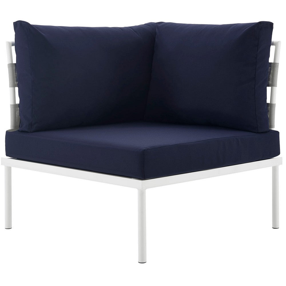 Harmony Outdoor Patio Aluminum Corner Sofa by Modway| White Navy