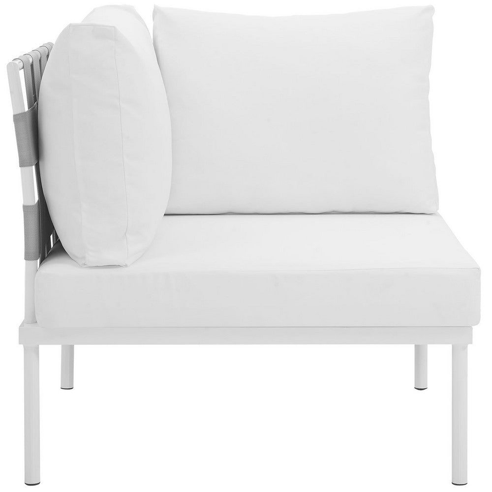 Harmony Outdoor Patio Aluminum Corner Sofa, White White - No Shipping Charges