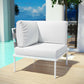 Harmony Outdoor Patio Aluminum Corner Sofa, White White - No Shipping Charges