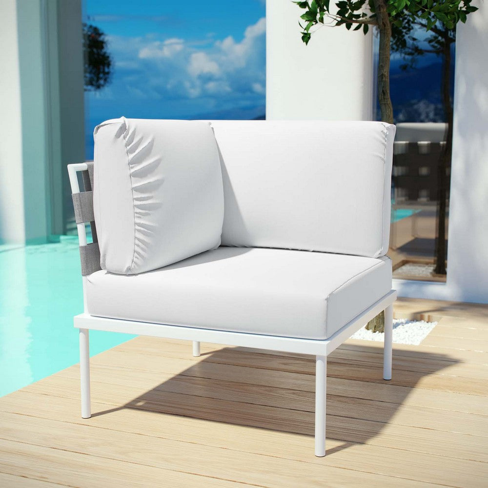 Harmony Outdoor Patio Aluminum Corner Sofa by Modway| White White