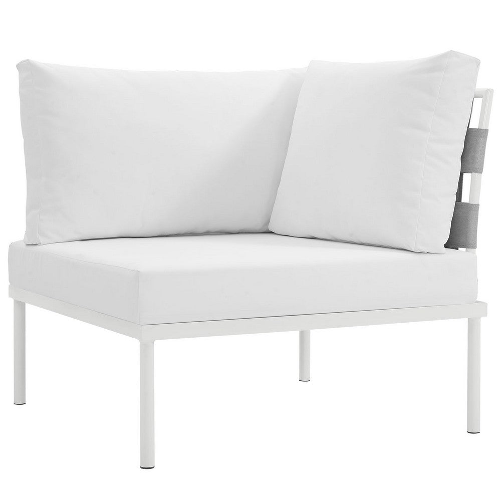 Harmony Outdoor Patio Aluminum Corner Sofa by Modway| White White