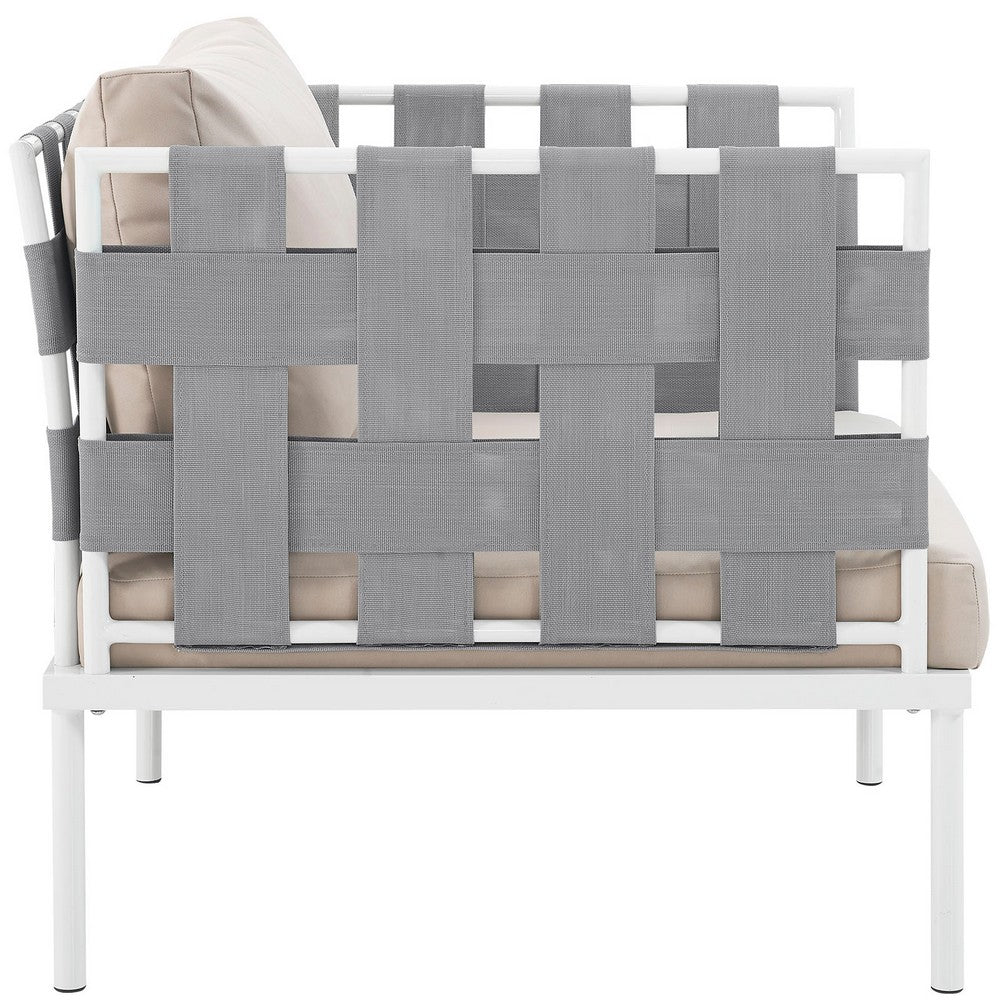 Harmony Outdoor Patio Aluminum Armchair by Modway| White Beige