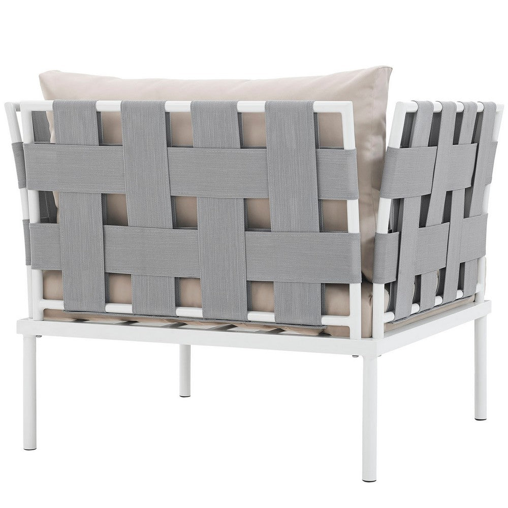 Harmony Outdoor Patio Aluminum Armchair by Modway| White Beige