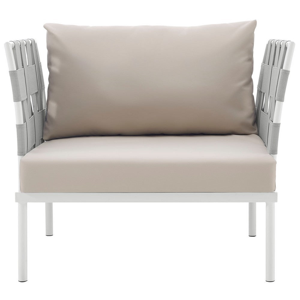 Harmony Outdoor Patio Aluminum Armchair, White Beige - No Shipping Charges