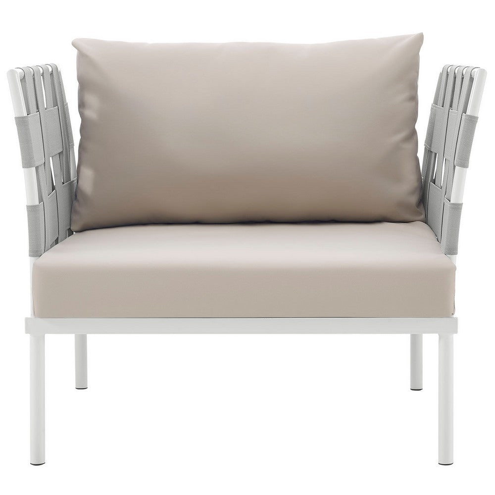 Harmony Outdoor Patio Aluminum Armchair by Modway| White Beige