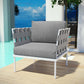Harmony Outdoor Patio Aluminum Armchair, White Gray - No Shipping Charges
