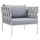 Harmony Outdoor Patio Aluminum Armchair, White Gray - No Shipping Charges