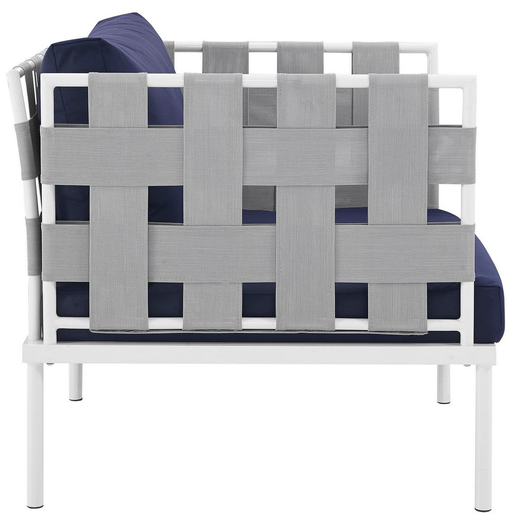 Harmony Outdoor Patio Aluminum Armchair by Modway| White Navy