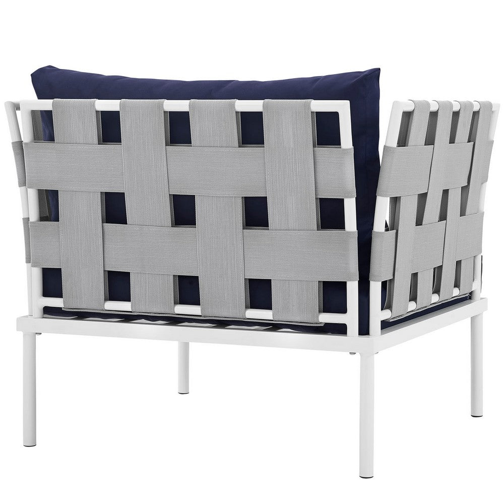 Harmony Outdoor Patio Aluminum Armchair by Modway| White Navy