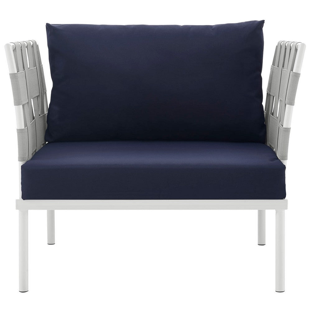 Harmony Outdoor Patio Aluminum Armchair by Modway| White Navy