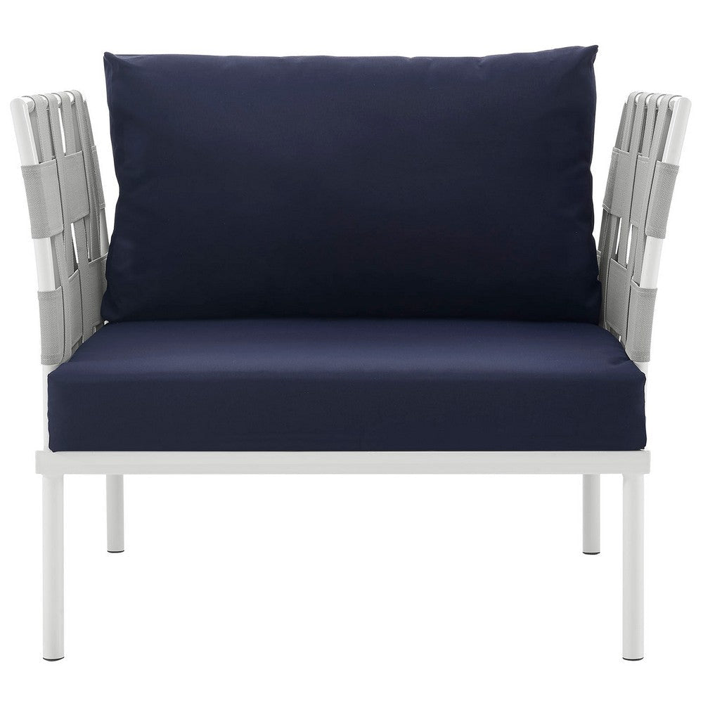 Harmony Outdoor Patio Aluminum Armchair, White Navy - No Shipping Charges