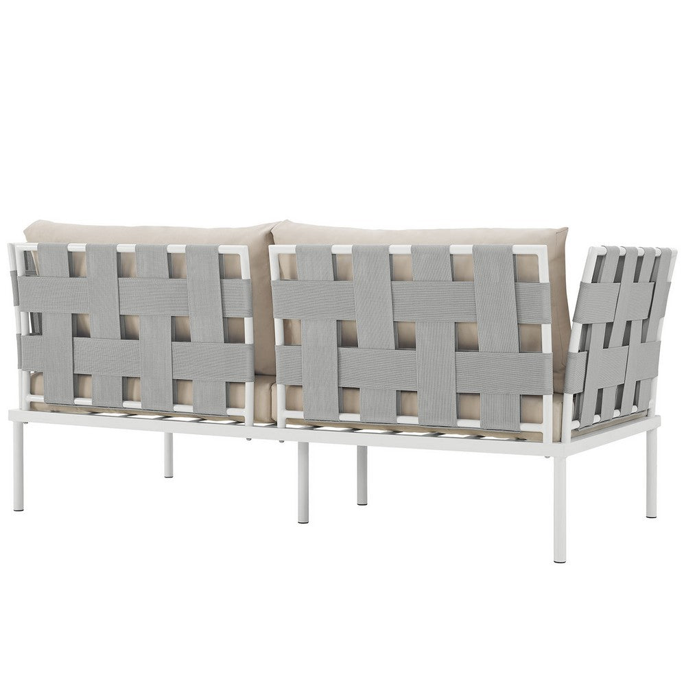 Harmony Outdoor Patio Aluminum Loveseat by Modway| White Beige