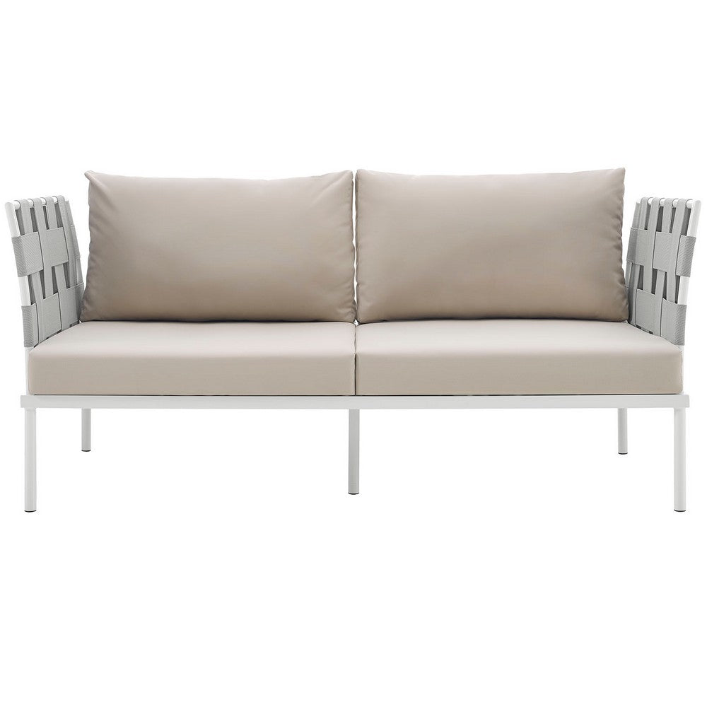 Harmony Outdoor Patio Aluminum Loveseat by Modway| White Beige
