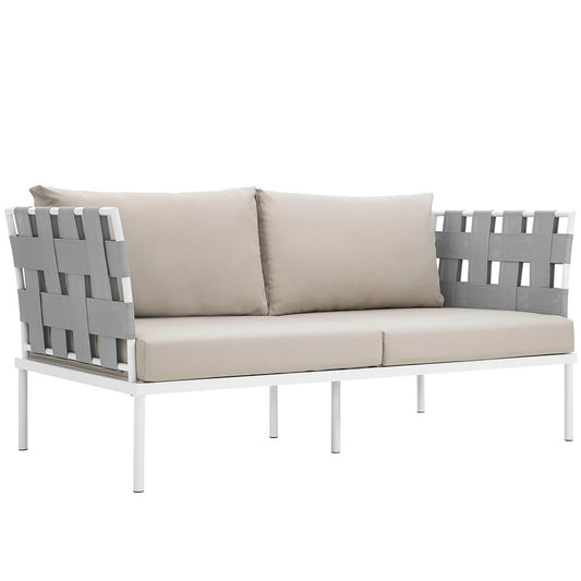 Harmony Outdoor Patio Aluminum Loveseat by Modway| White Beige