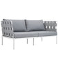Harmony Outdoor Patio Aluminum Loveseat, White Gray  - No Shipping Charges