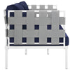 Harmony Outdoor Patio Aluminum Loveseat, White Navy - No Shipping Charges