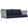 Harmony Outdoor Patio Aluminum Loveseat, White Navy - No Shipping Charges