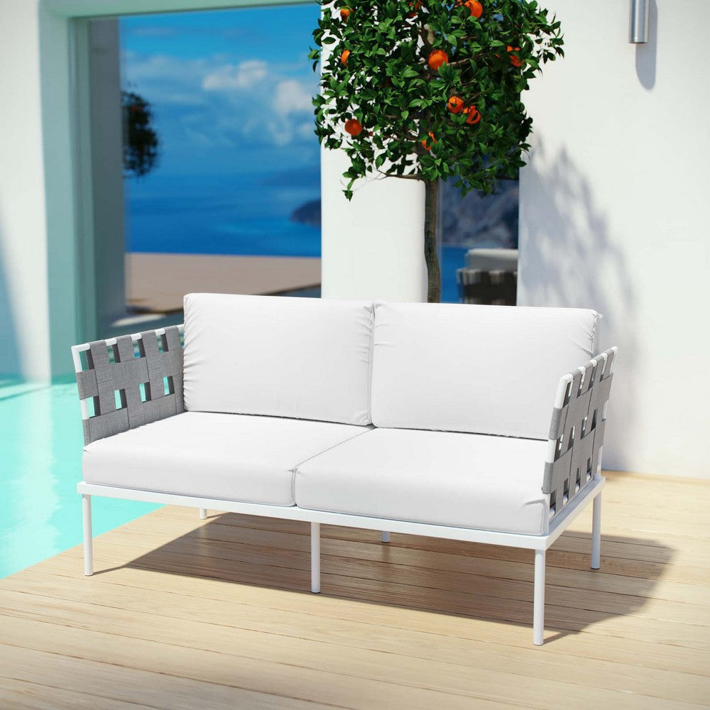 Harmony Outdoor Patio Aluminum Loveseat, White White - No Shipping Charges