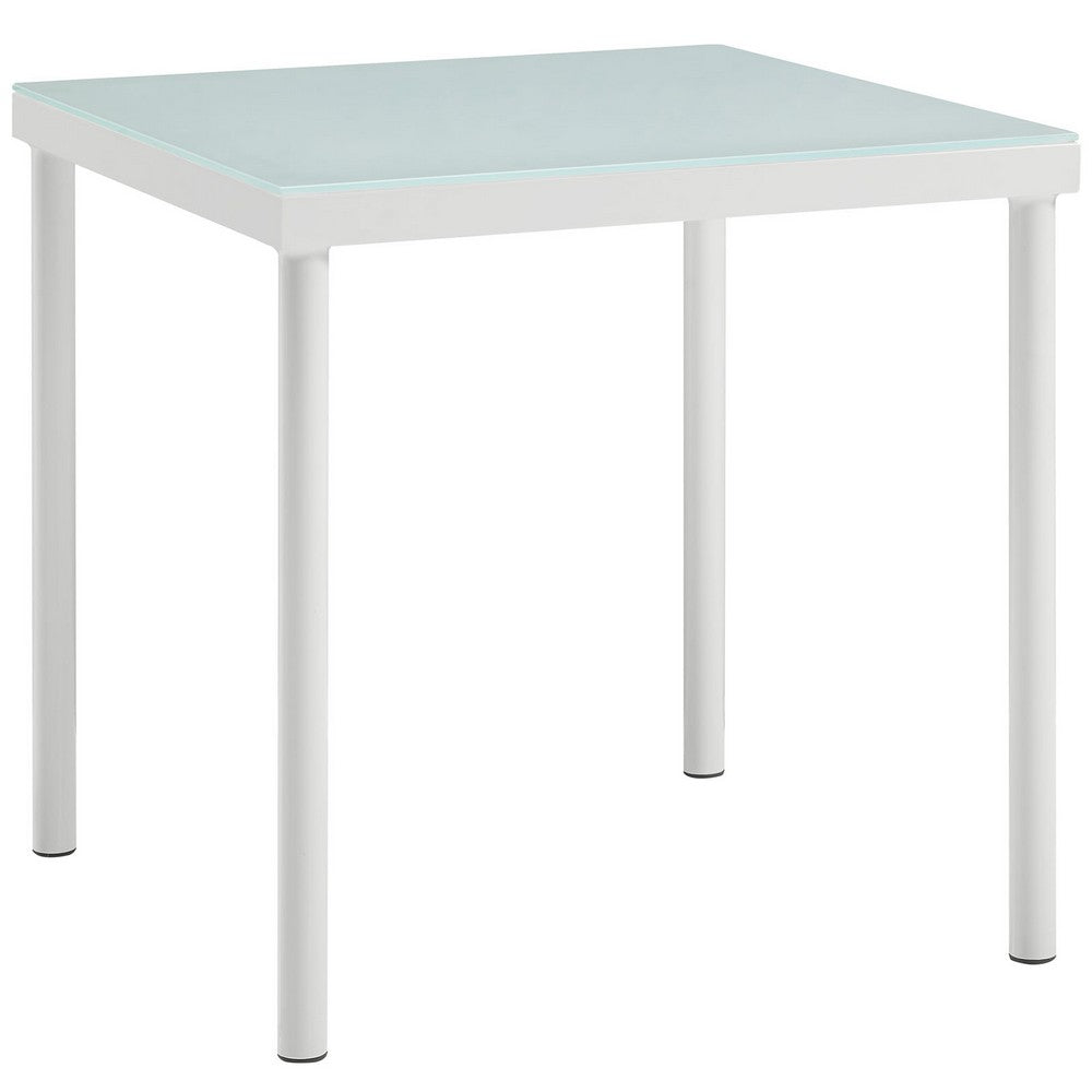 Harmony Outdoor Patio Aluminum Side Table, White  - No Shipping Charges